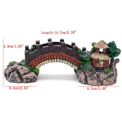 

Aquarium Decoration Fish Tank Bridge Landscape Ornaments Pavilion Tree Resin New