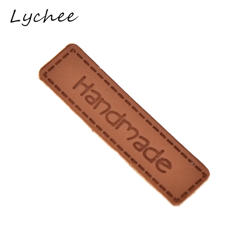 Lychee 50 шт. коричневые английские буквы ярлыки ручной работы из искусственной кожи