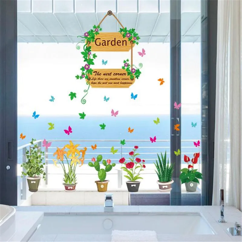 IDFIAF свежие цветы в горшке настенные наклейки для гостиной спальни входные двери