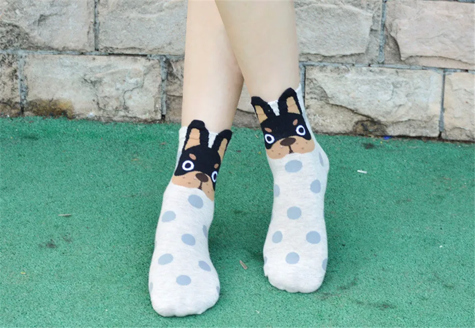 Harajuku/женские носки для взрослых с собаками из мультфильмов; сезон осень-зима; Meias; новые рождественские подарки
