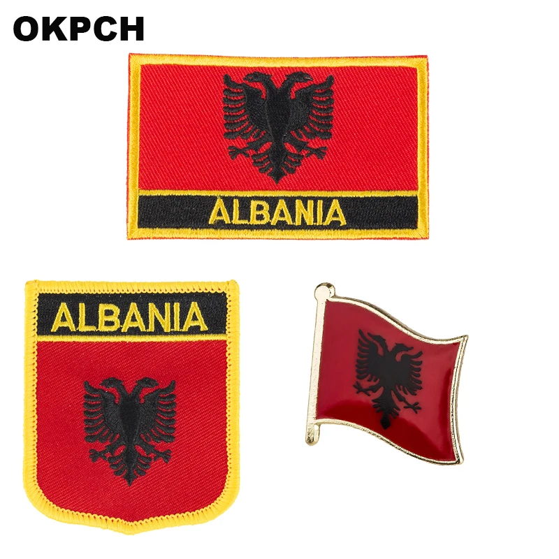 Albania железо на флаг патчи пила значки для одежды PT0001-3 | Дом и сад