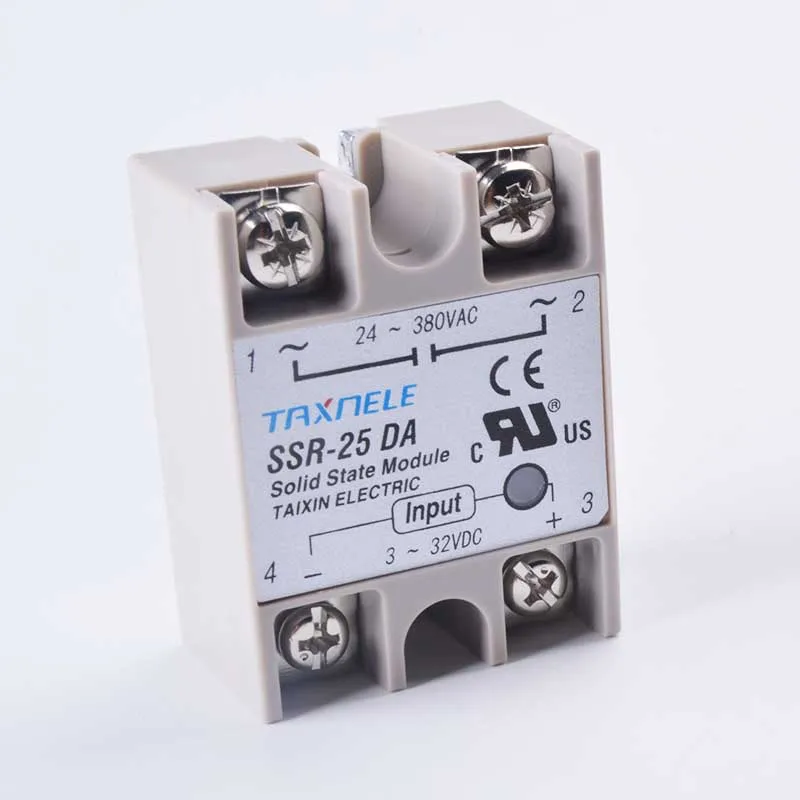 SSR-25DA Однофазное твердотельное реле SSR-40DA SSR-25DA SSR-10DA Инвертор постоянного тока в переменный 3-32VDC Вход 24-380VAC Выход твердотельные реле постоянного тока - Габаритные размеры: SSR-25DA