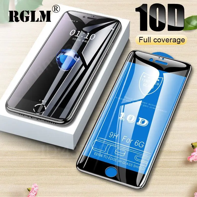 RGLM полное покрытие 10D Защитное стекло для iphone 6 6s 7 8 Plus закаленное на iPhone X XS MAX XR