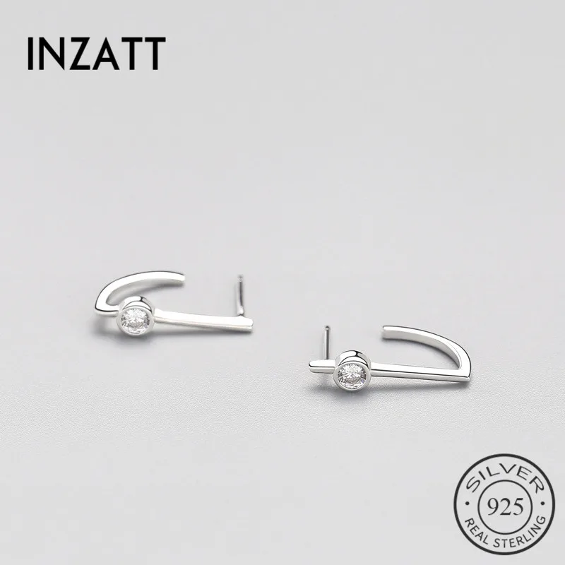 

INZATT Real 925 Sterling Silver Zircon Dangle Drop Earrings Trendy Jewelry Accessories For Young Women Party Silver&Rose Gold