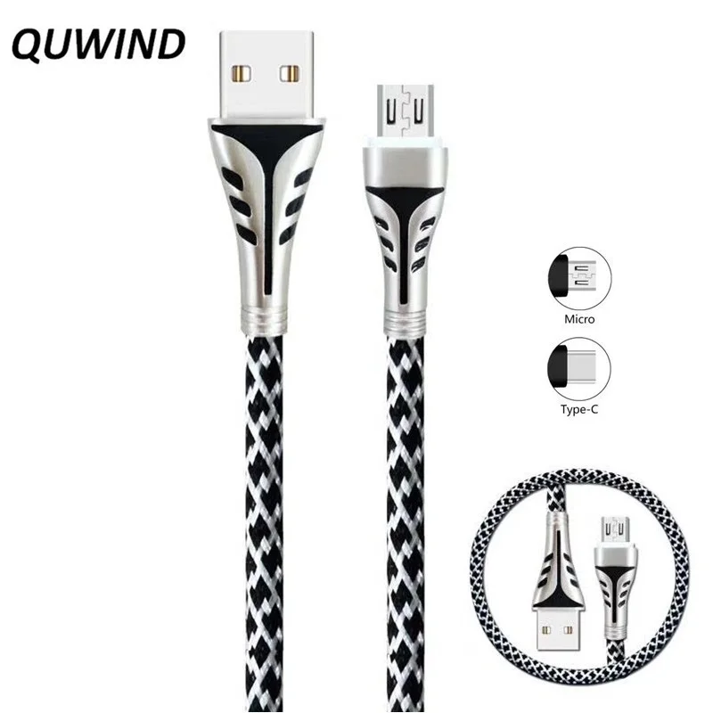 QUWIND 2.4A Micro USB плетеный кабель для быстрой зарядки 1 м iPhone 6 6S 7 8 iPad samsung HuaWei Andriod Phone|fast