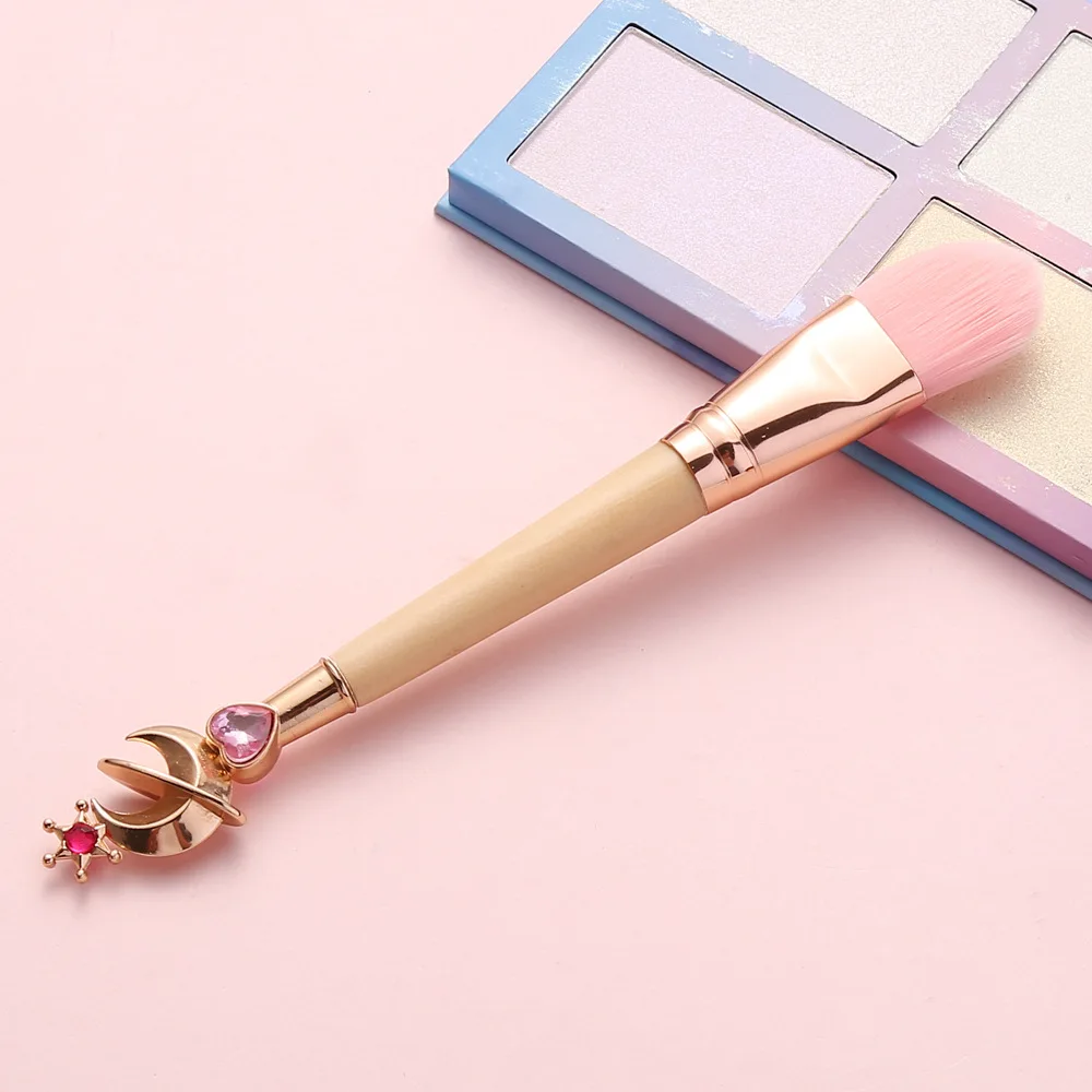 Бамбуковая ручка для макияжа Sailor Moon/Cardcaptor Sakura кисти металлическая розовая мягкая