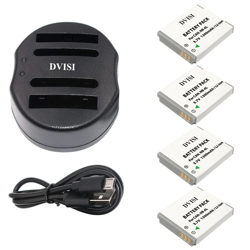 4pcs1.3Ah NB-6L NB6L камера батарея с USB двойное зарядное устройство для CANON PowerShot SX240 SX260 HS