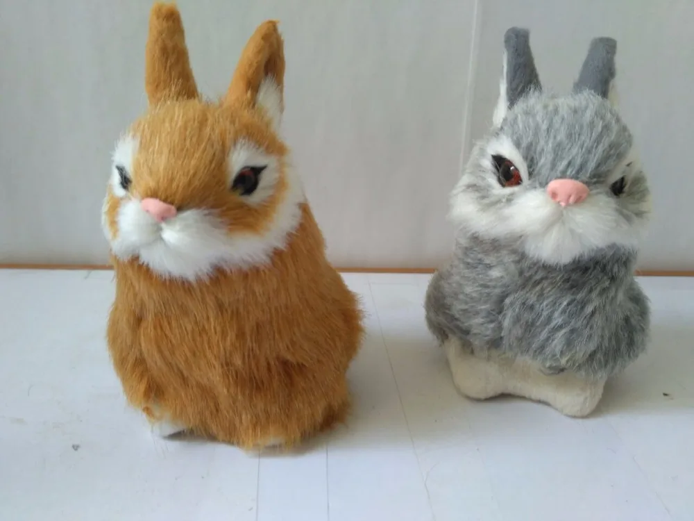 Модель кролика из пластика и искусственного меха, 7x7x11 см
