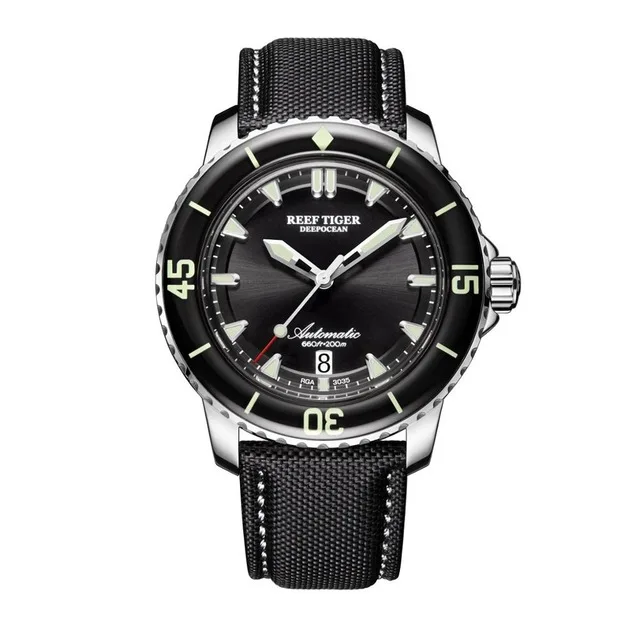 Reef Tiger Brand Casual Fashion Mechanical Deep Waterproof Wristwatch Top Luxury nylon Mens Watches relogio masculino RGA3035 - Цвет: RGA3035-YBB