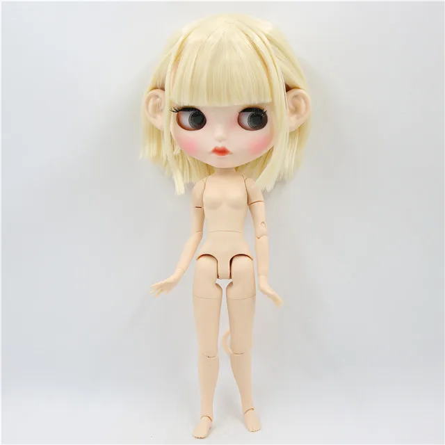 doll with ears Ледяная фабрика blyth кукла 1/6 bjd белая кожа сустава тела короткие светлые волосы, новое матовое лицо резные губы с бровью 30 см BL0510 - Цвет: doll with ears