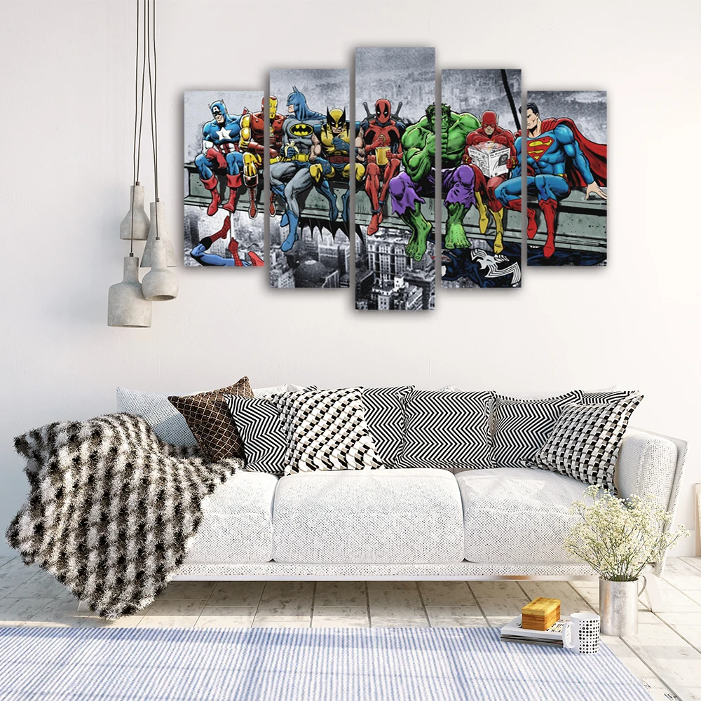 5 шт. Картина на холсте marvel super heroes настенный Декор печать в рамке Настенная