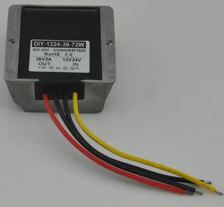 

12V24V (9В-36В) Шаг до 36В 2А 72 Вт DC преобразователь питания Модуль повышения питания адаптер регулятор напряжения водонепроницаемый
