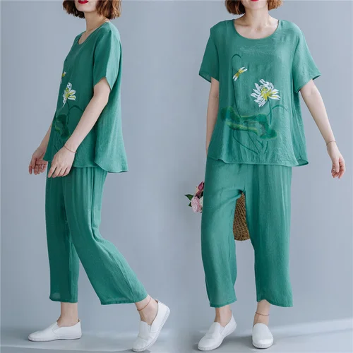 Повседневный комплект из 2 предметов со штанами Женский двух топ и штаны