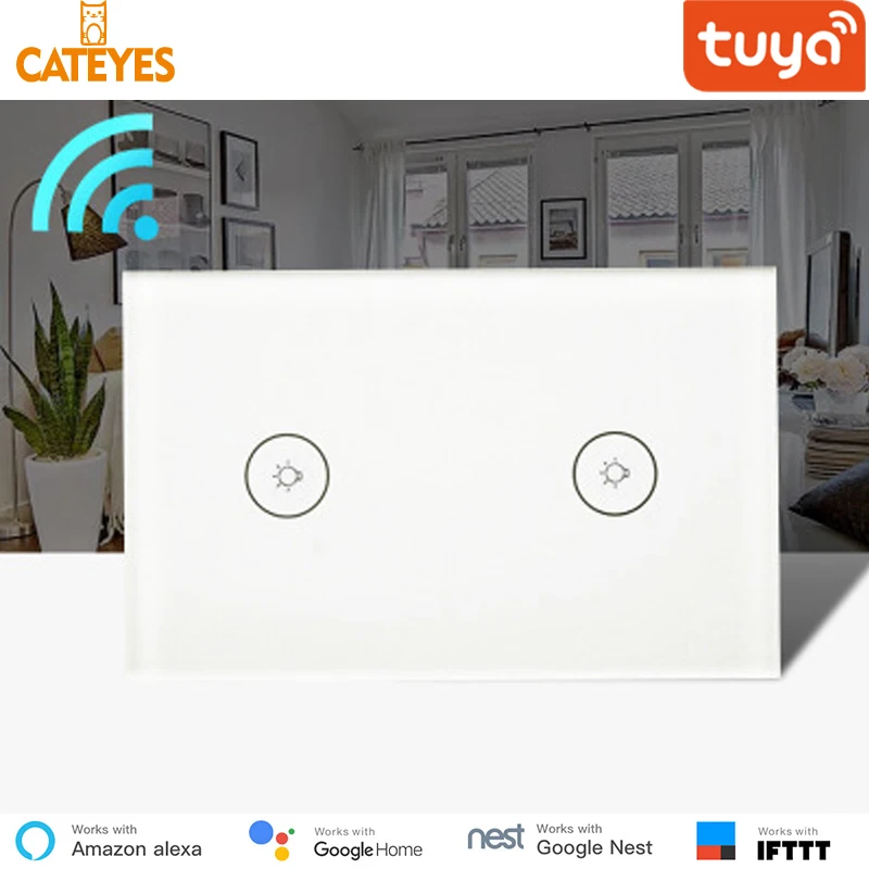 Выключатель настенный стеклянный с поддержкой Wi Fi и сенсорным управлением 1/2/3