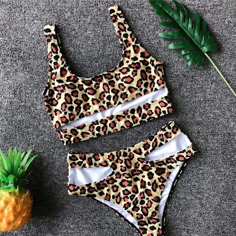 Бикини с высокой талией Леопардовый купальник сексуальный для женщин 2019| |
