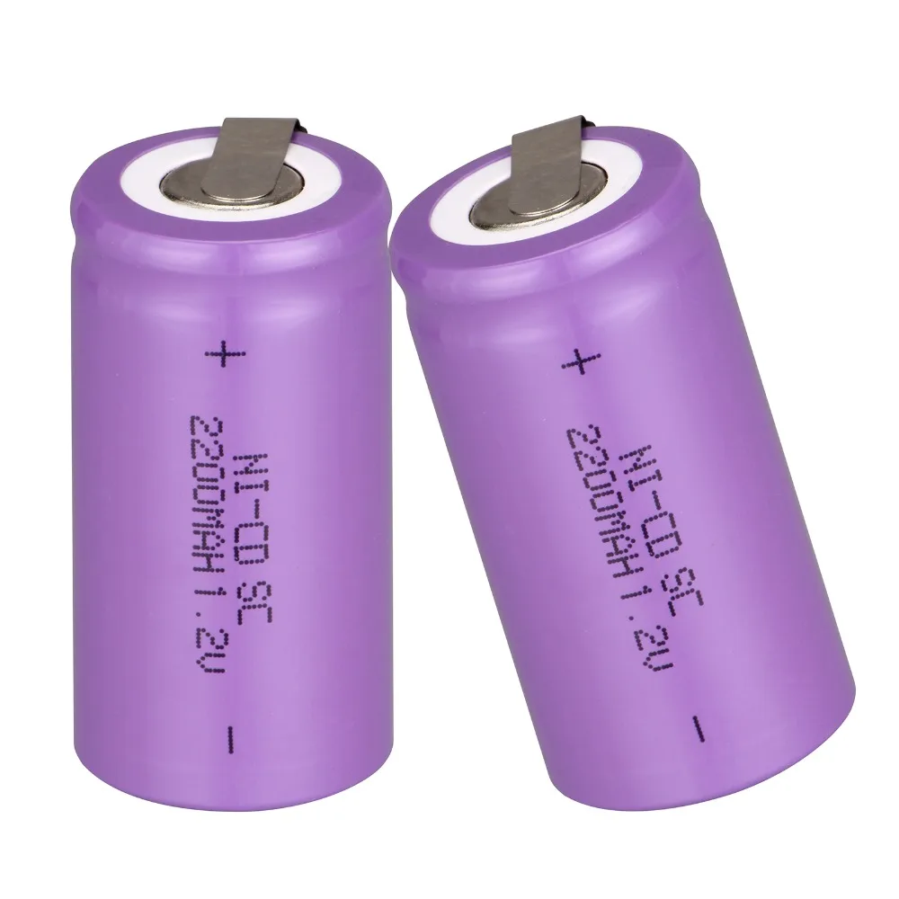Фиолетовый Sub C SC Nicd 1 2 В Батарея 2200 мАч Ni-CD аккумуляторы Перезаряжаемые батареи