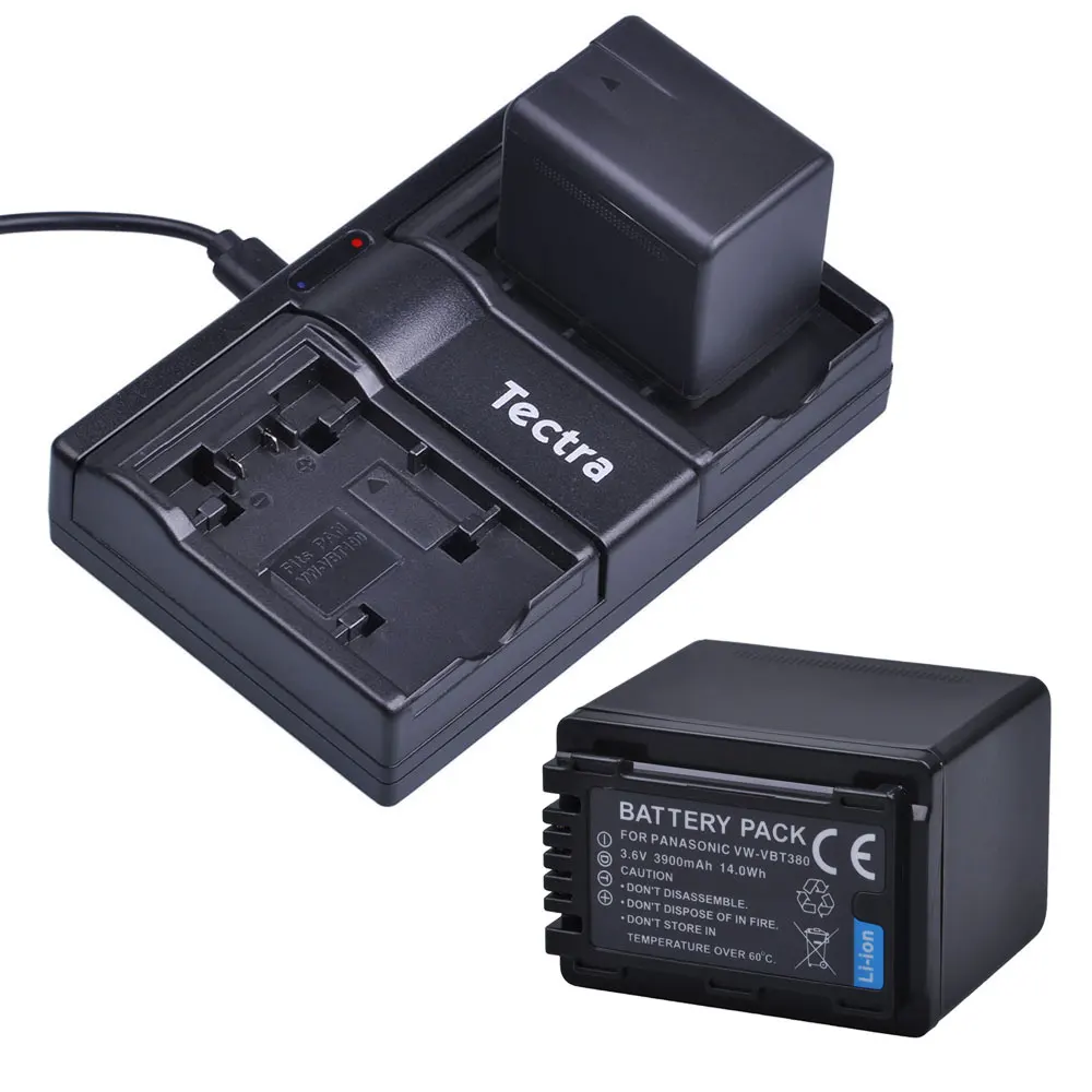 Аккумулятор Tectra 1 шт. 3900 мА/ч для VW VBT380 Panasonic V380 V800 батарея + USB двухканальный
