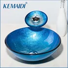 KEMAIDI раковина из закаленного стекла, Раковина с водопадом и хромированным краном