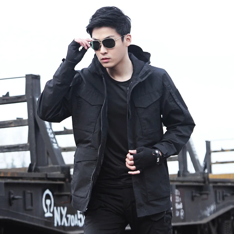 

Men's Jacket Military Tactical Jacket Male Waterproof Windbreaker Army Spring Autumn Working Clothes Camouflage Hooded Coat