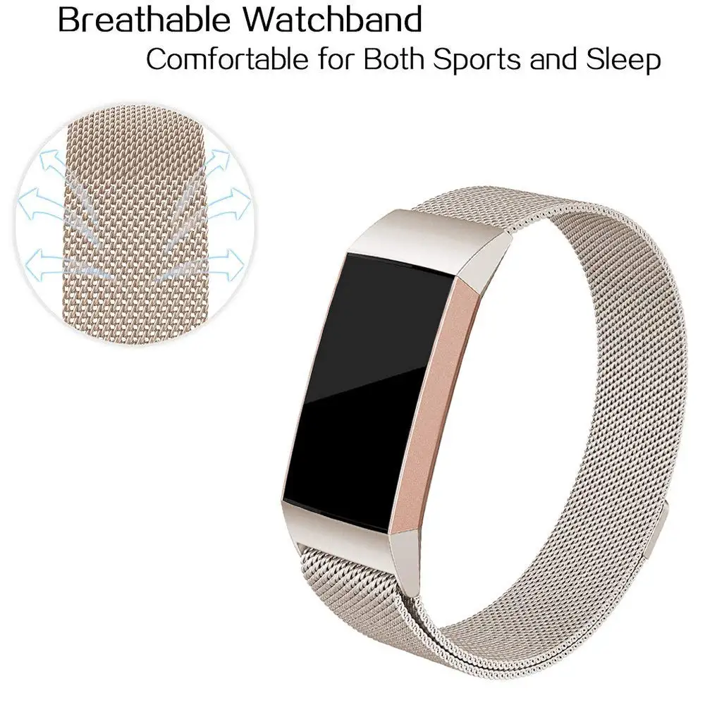Новая мода магнитная сетка петля ремешок для Fitbit Charge 3 из нержавеющей стали сменный ремешок для наручных часов металлический браслет ремешок