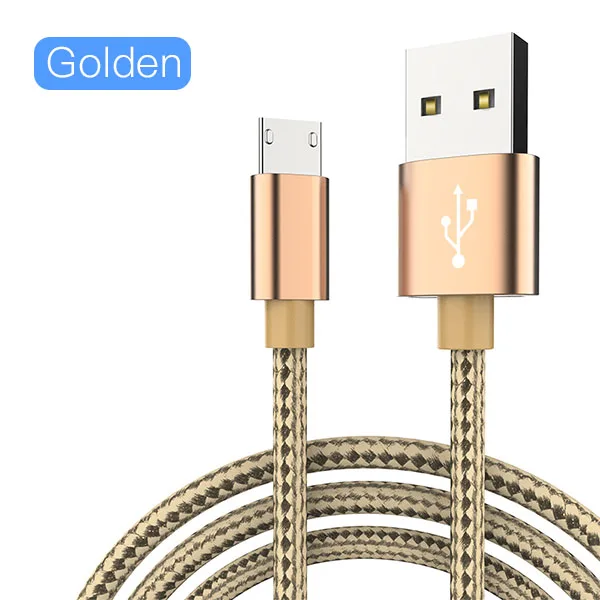 Gold ACCEZZ нейлоновый Micro USB кабель для быстрой зарядки и передачи данных для samsung Xiaomi Redmi huawei htc Tablet Android мобильный телефон провод линия - Цвет: Gold