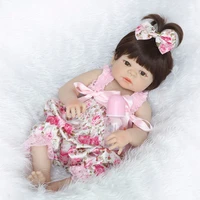 lifelike 57 cm full soft silicone body girl reborn baby doll toy like alive 22 inch princess kid birthday gift fashion present
