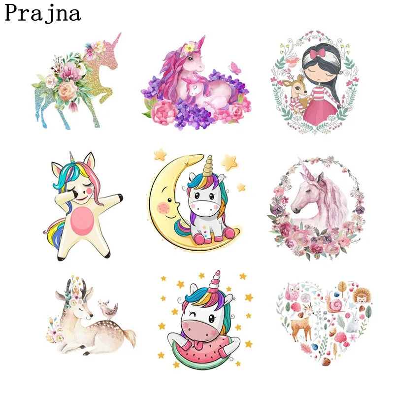 Наклейки Prajna Единорог с рисунком из мультфильма утюжок Симпатичные Аниме