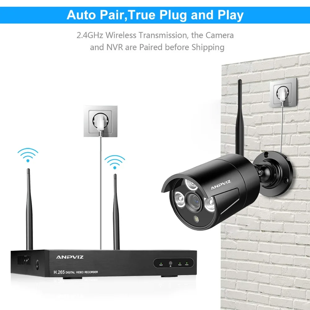 Anpviz Беспроводной безопасности Камера Системы 8CH 1080 P WI FI NVR Kit CCTV 8 шт. Крытый