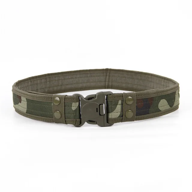 Wooland Camo Мужская тактическая парусиновая спортивная одежда Пояс боевой снаряжение универсальный ремень с пластиковой пряжкой для армейской военной стрельбы Пейнтбол - Цвет: Wooland Camo