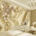 Европейский стиль 3D стерео золотые цветы Драгоценности фрески обои гостиная отель водонепроницаемый фон стены ткани Papel де Parede