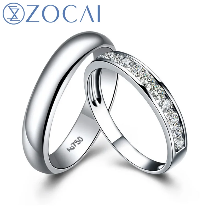 ZOCAI простые классические 0 60 CT сертифицированные I-J/SI круглой огранки 18K Белое