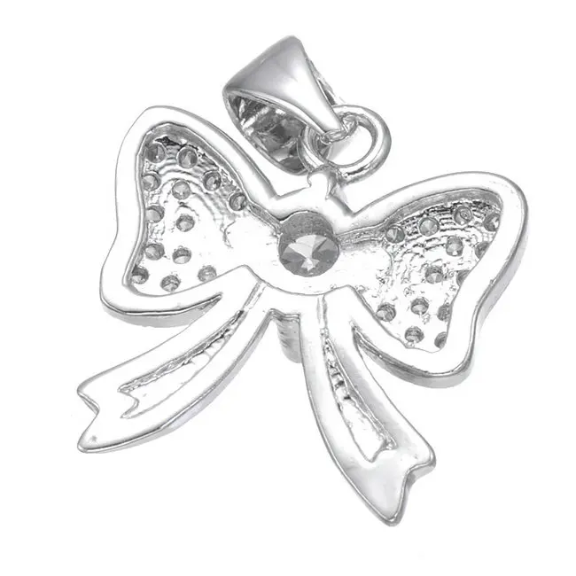Fashion silver color jewelry fingings bow pendant for necklace transparancy AAA zircon butterfly 5pcs/Lot Wholesale | Украшения и