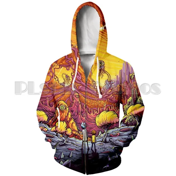 Color as picture PLstar Космос Для женщин/Для мужчин Рик и Морти 3d повседневные толстовки свитшоты на молнии карман пуловер Фитнес куртка спортивная Костюмы - Цвет: Color as picture