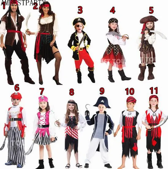 Хит 2017 пиратские костюмы для детей и взрослых косплея на Хэллоуин вечеринку