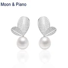 Женские серьги-гвоздики из серебра 925 пробы, с натуральным пресноводным жемчугом