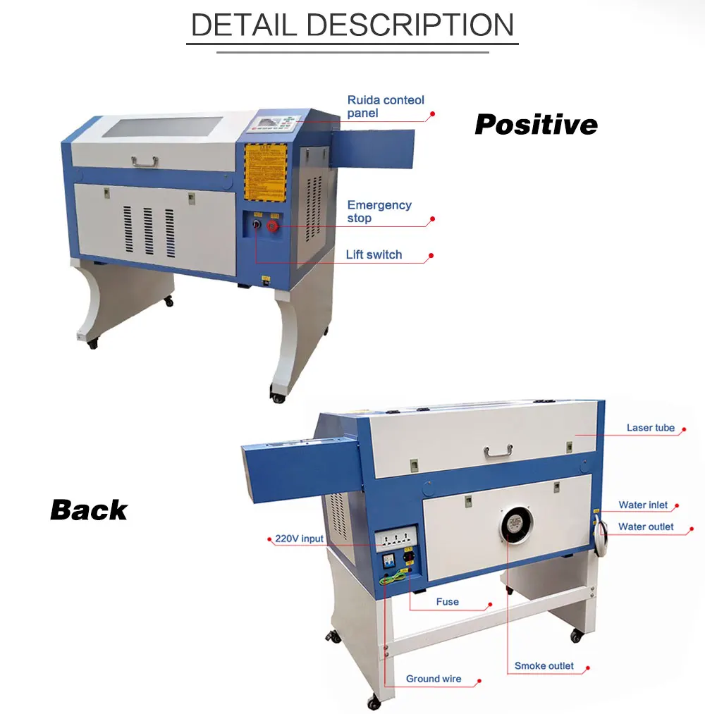 Лазерная гравировка TS4060 100 Вт W2 reci ruida Co2 лазерный резак DIY маркировочная машина