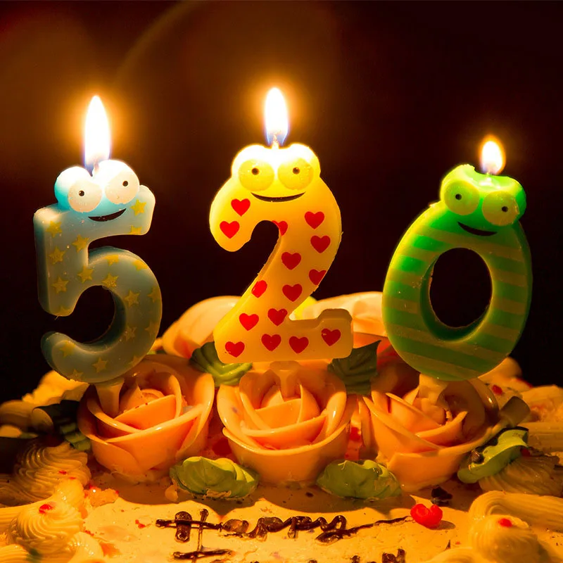 1 шт. Милая мультяшная животная лягушка глаза 0 9 Количество красочная Свеча для