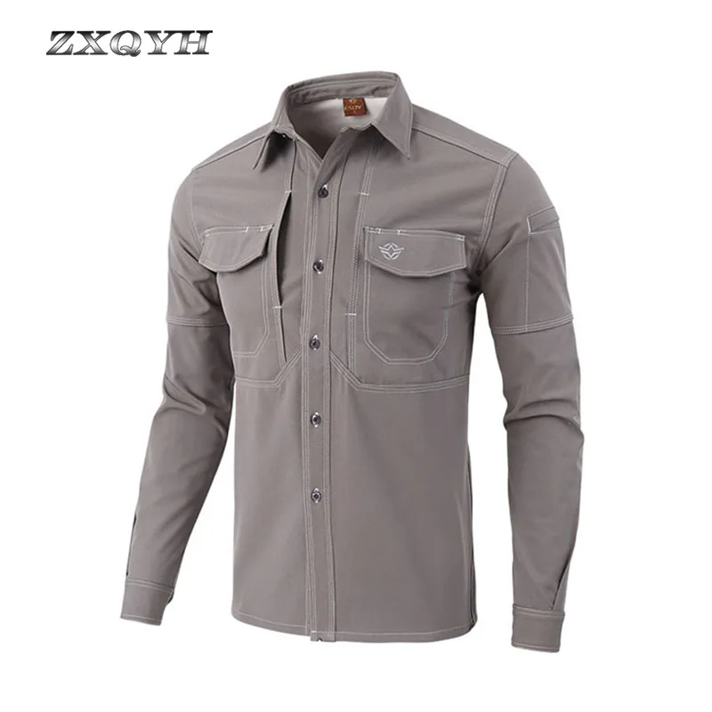 ZXQYH мужские зимние рубашки Softshell водонепроницаемые Футболки с длинным рукавом