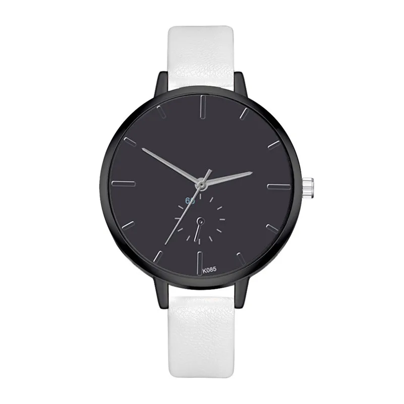 Simple Fashion Women Watches Minimalism Black Dial Quartz Wrist Watch Fake Eye Leather Clock Couple Gift /C | Наручные часы
