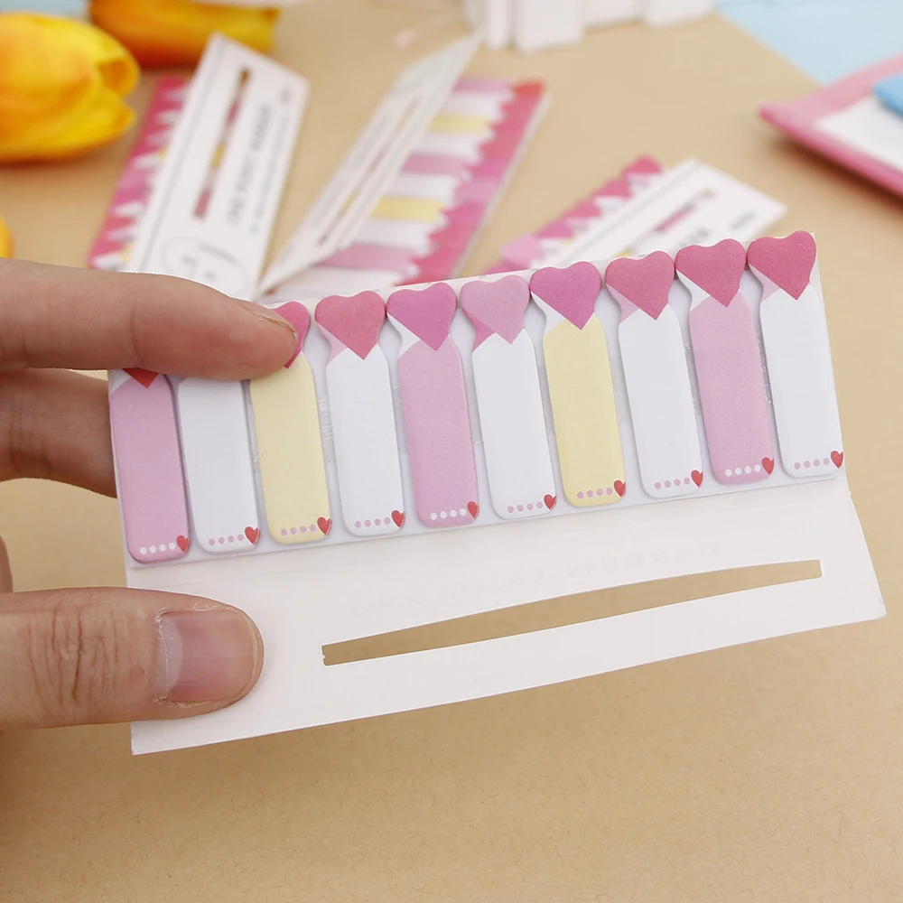 1 шт. Kawaii Love Heart Sticky Memo Pad Notes N Times Стикеры Flags закладки корейские Канцелярские