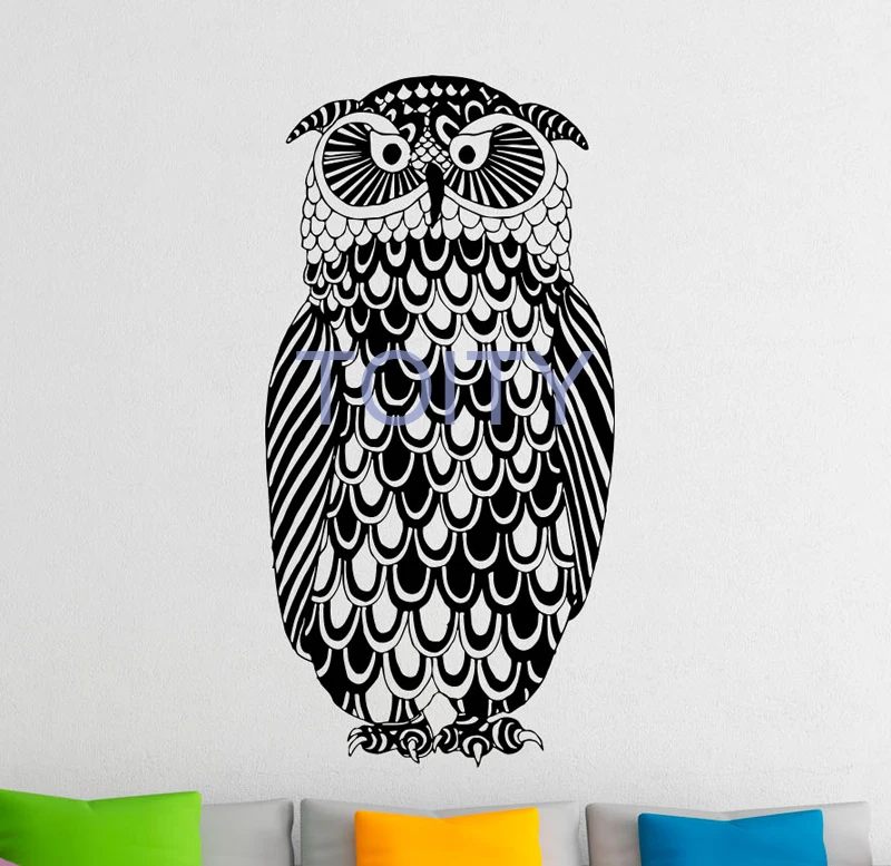

Owl Bird Black Wall Art Decal Sticker Removable Vinyl Transfer Mural Home Room Decor Removable Mural H110cm x W55cm/43.3" x21.6"