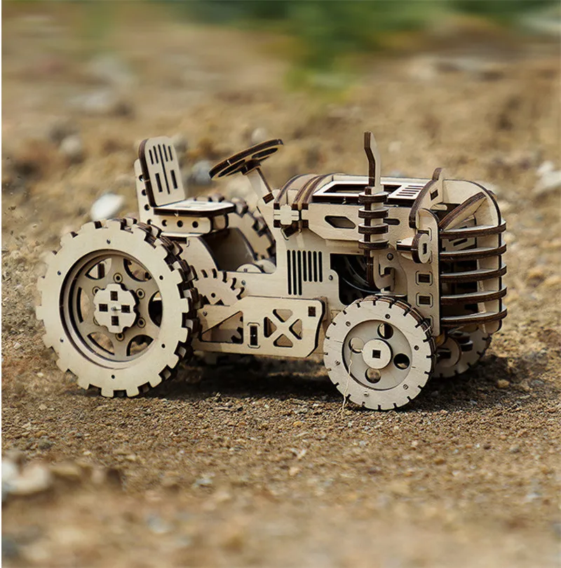 Предметы домашнего интерьера 3D Деревянный Трактор Модель Robotime DIY рукоятка