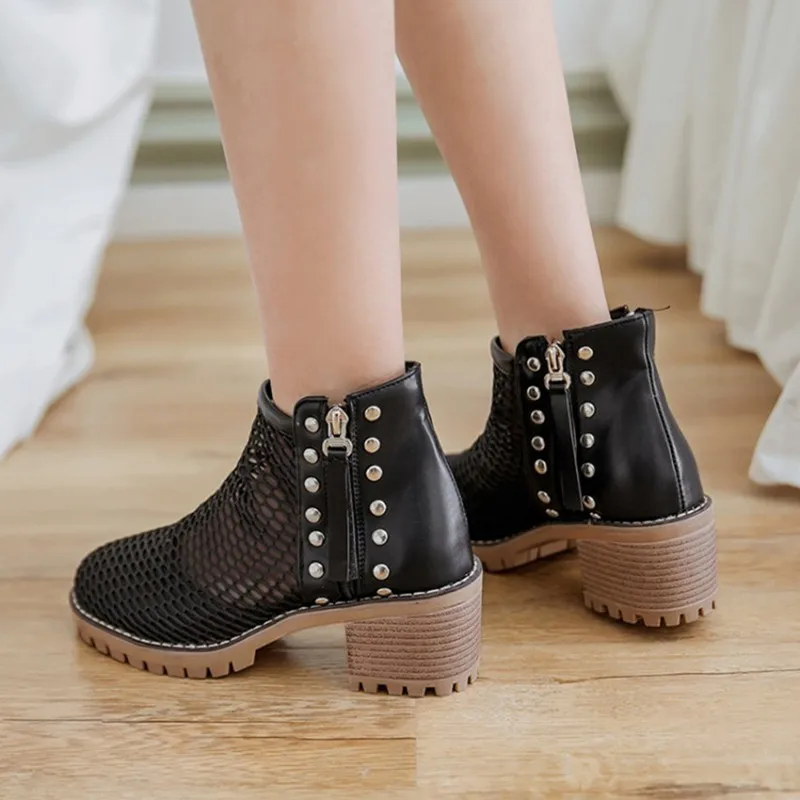 Женские повседневные сандалии дышащие мотоциклетные ботинки на толстом каблуке