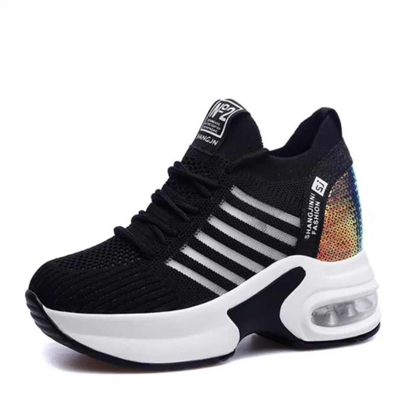 Женские кроссовки на платформе белые сетчатые дышащие танкетке с каблуком 2020 см