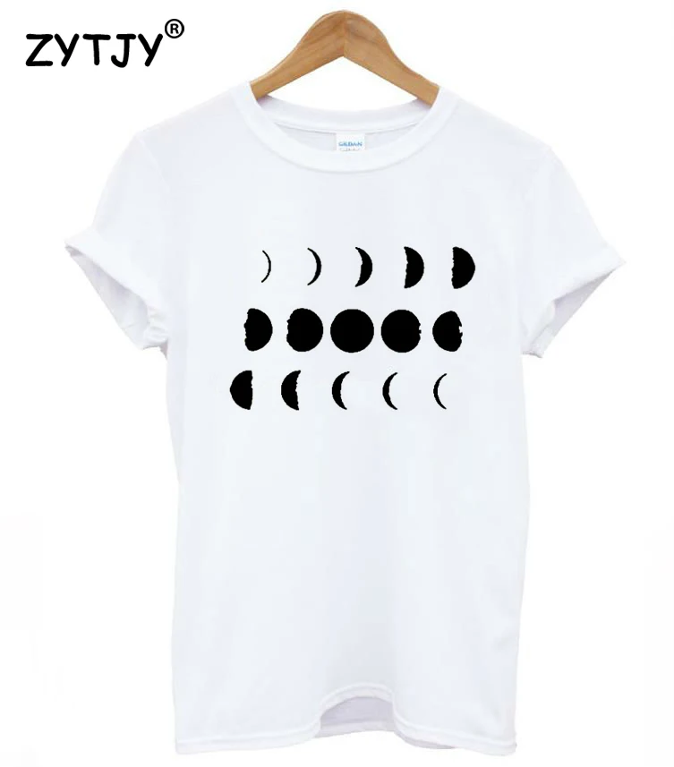 Женская футболка с принтом Луны и фаз повседневная хлопковая хипстерская