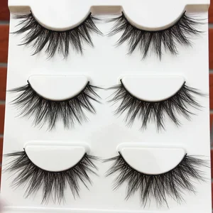 Натуральные Длинные Накладные ресницы ручной работы, 1 коробка из 3 пар, перекрещивающиеся грязные мягкие густые накладные ресницы с крыльями, 0,07, инструменты для макияжа, ресницы