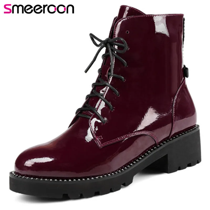 Женские ботильоны из микрофибры Smeeroon Черные на платформе и среднем каблуке с
