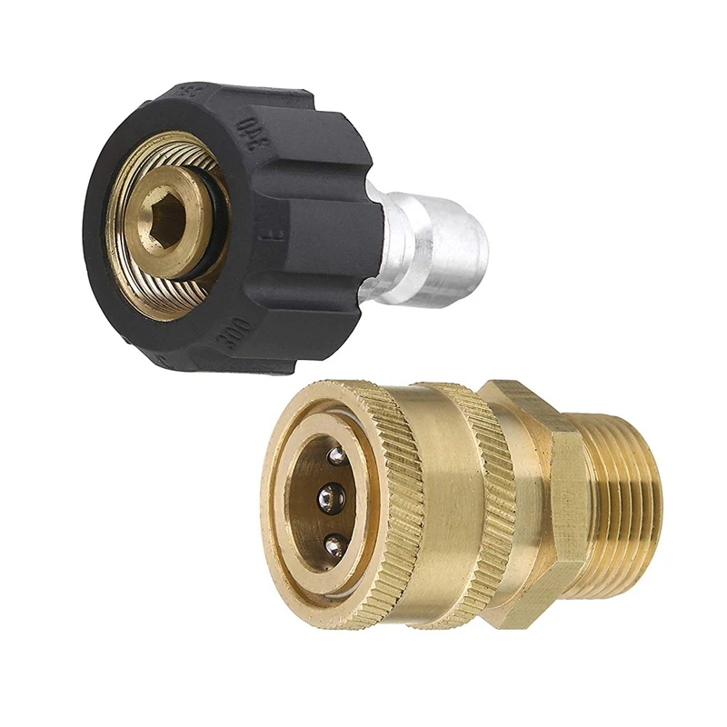 Pressure Washer Adapter Set, Quick Connect Kit, Metric M22 15Mm Female Swivel To M22 Male Fitting, 5000 Psi