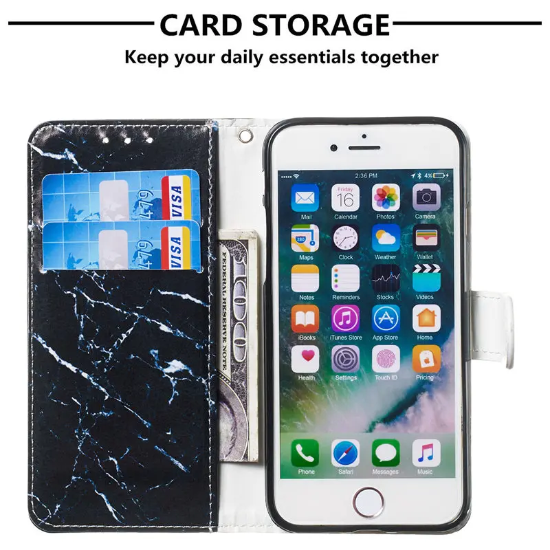 Чехол из искусственной кожи для iPhone X 6 6s 7 8 Plus XS 5S SE чехлы телефонов с несколькими