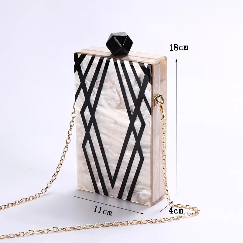 Acrylic Evening Clutches Luxury Handbags Women Chain Bags Geometric Wedding Wallet Party Prom Pruses Free Shipping Dropshipping